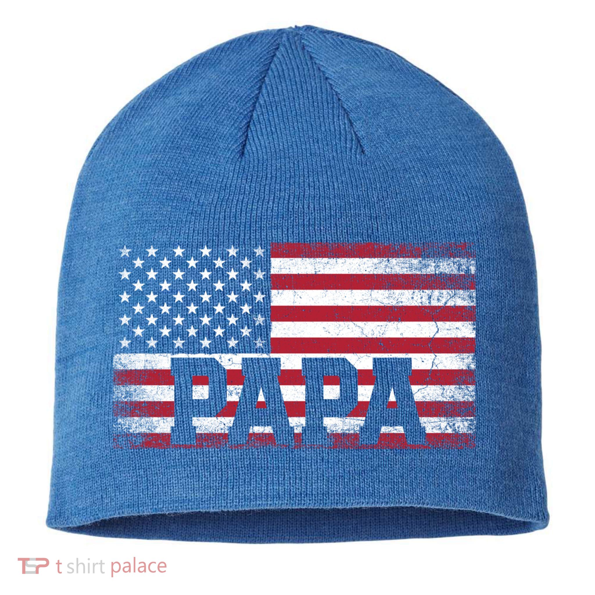 Papa American Flag FatherS Day 4th Of July Gift Grandpa Gift Sustainable Beanie