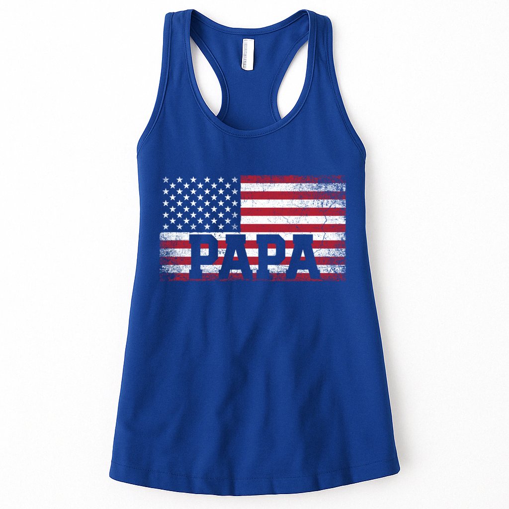 Papa American Flag FatherS Day 4th Of July Gift Grandpa Gift Womens Tank Top