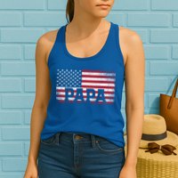 Papa American Flag FatherS Day 4th Of July Gift Grandpa Gift Womens Tank Top