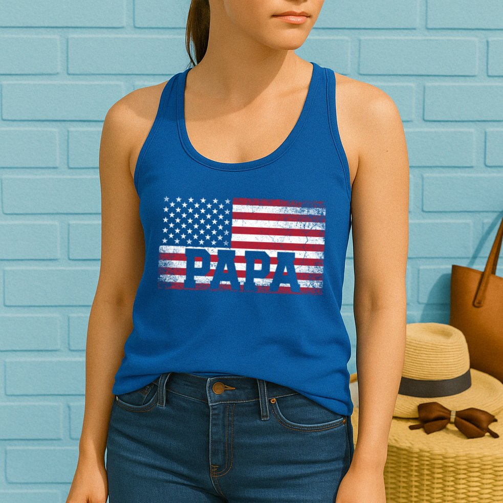 Papa American Flag FatherS Day 4th Of July Gift Grandpa Gift Womens Tank Top