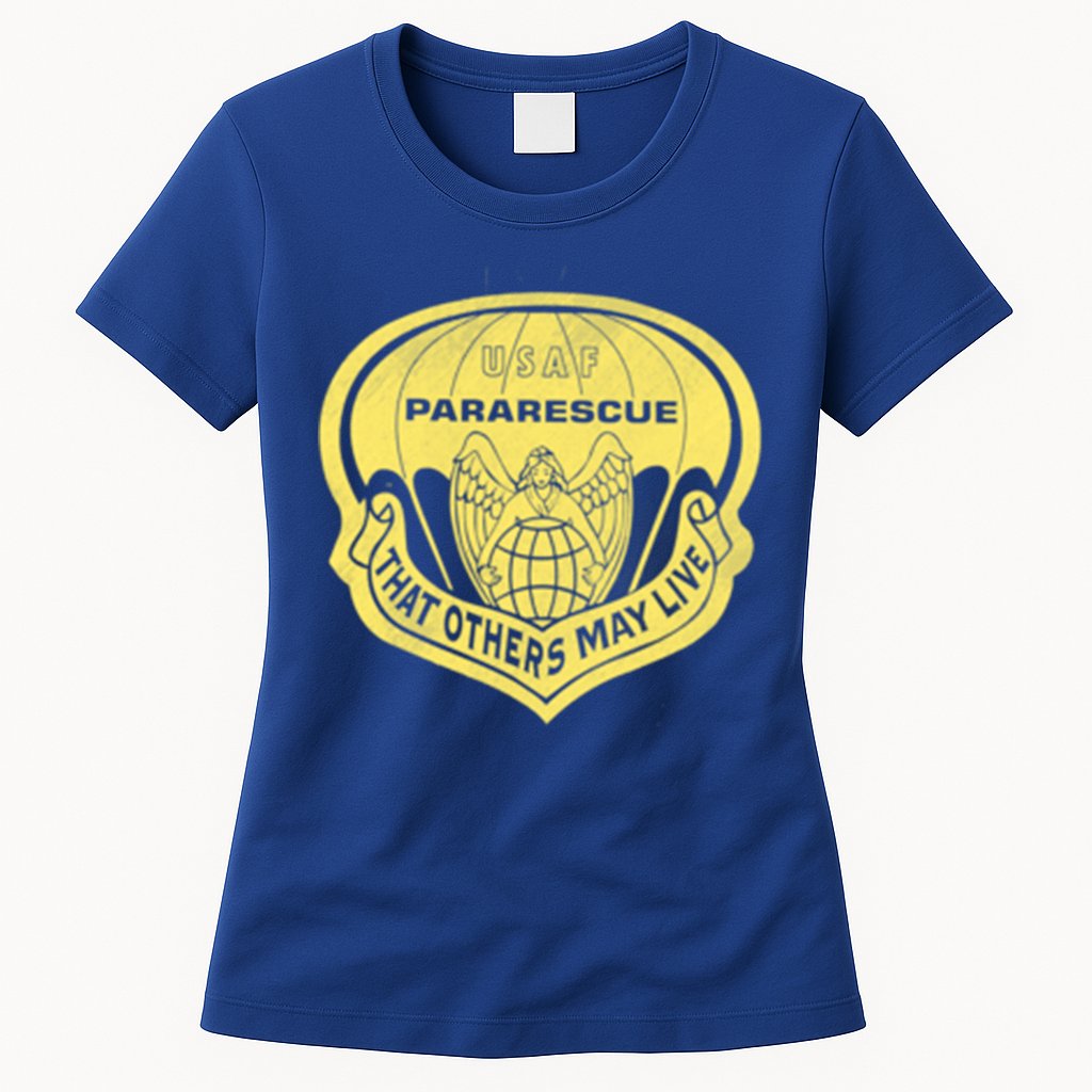 Proud Air Force Pararescue Veteran Vintage Flag Veterans Day Gift Womens T-Shirt