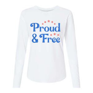 Proud And Free Usa 4th Of July Womens Cotton Relaxed Long Sleeve T-Shirt