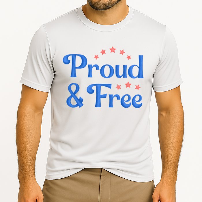 Proud And Free Usa 4th Of July Cooling Performance Crew T-Shirt
