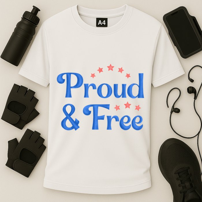 Proud And Free Usa 4th Of July Cooling Performance Crew T-Shirt