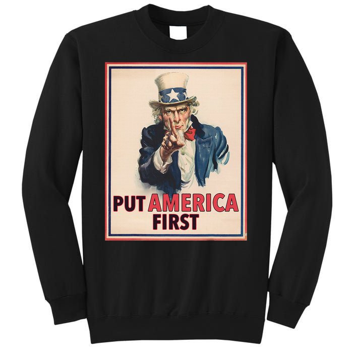 Put America First Poster Trump 2024 Patriotic American Sweatshirt