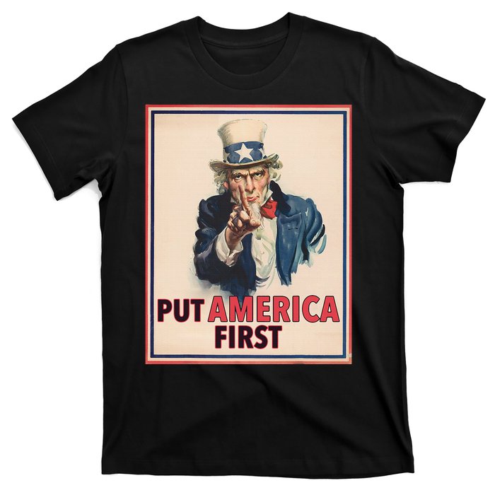 Put America First Poster Trump 2024 Patriotic American T-Shirt