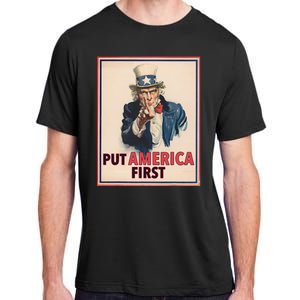 Put America First Poster Trump 2024 Patriotic American Adult ChromaSoft Performance T-Shirt