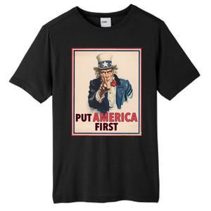 Put America First Poster Trump 2024 Patriotic American Tall Fusion ChromaSoft Performance T-Shirt