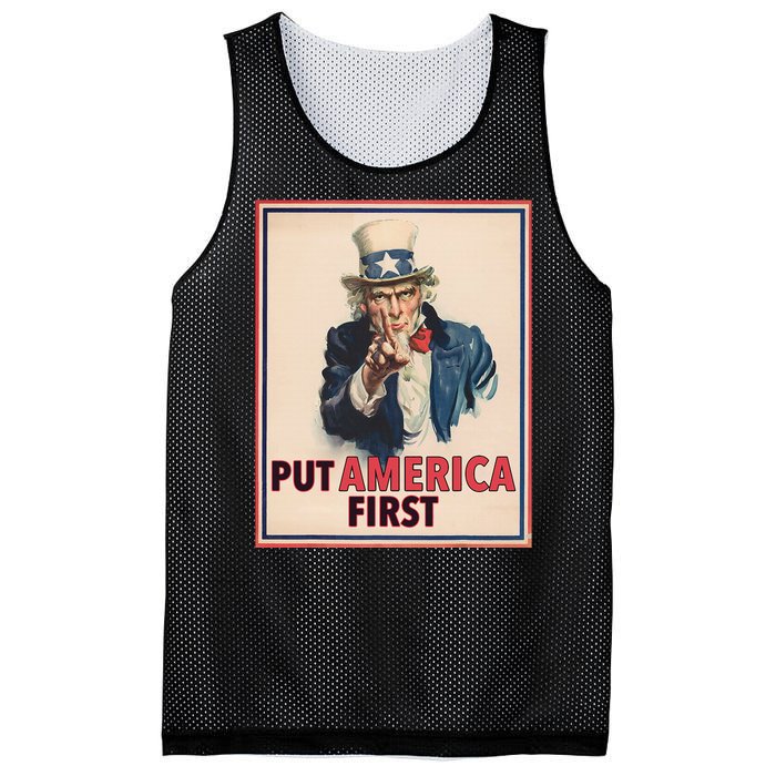 Put America First Poster Trump 2024 Patriotic American Mesh Reversible Basketball Jersey Tank