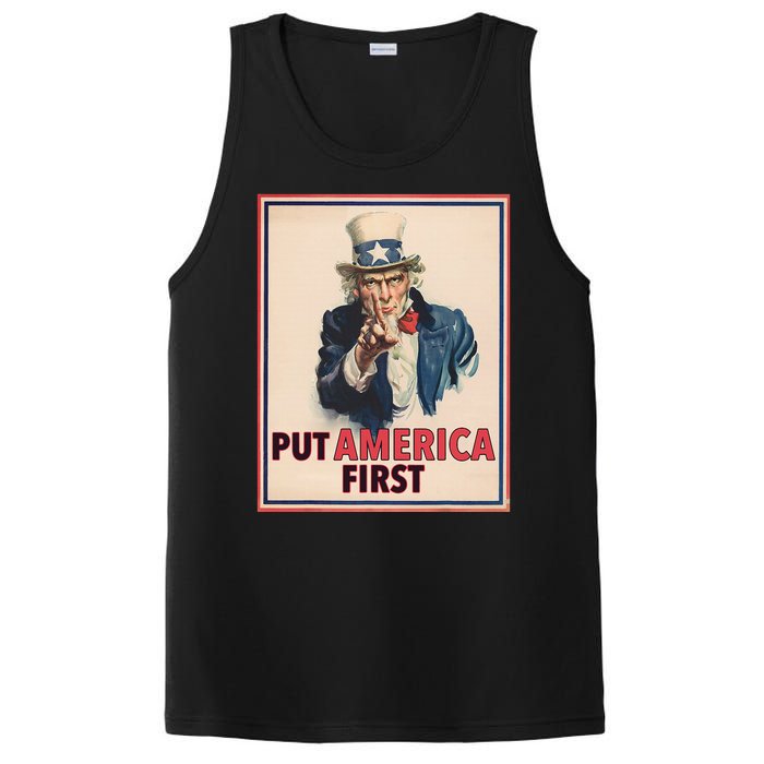 Put America First Poster Trump 2024 Patriotic American PosiCharge Competitor Tank