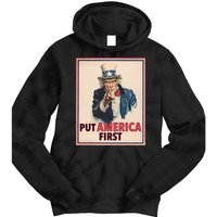 Put America First Poster Trump 2024 Patriotic American Tie Dye Hoodie