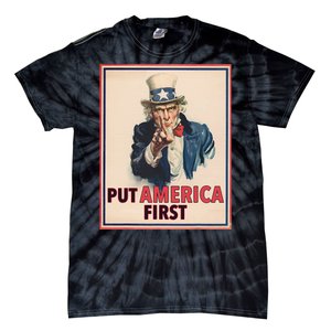 Put America First Poster Trump 2024 Patriotic American Tie-Dye T-Shirt