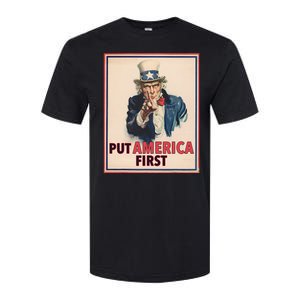 Put America First Poster Trump 2024 Patriotic American Softstyle CVC T-Shirt