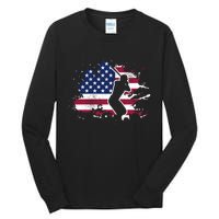 Patriotic American Flag Baseball design, Baseball design Tall Long Sleeve T-Shirt