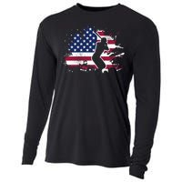 Patriotic American Flag Baseball design, Baseball design Cooling Performance Long Sleeve Crew