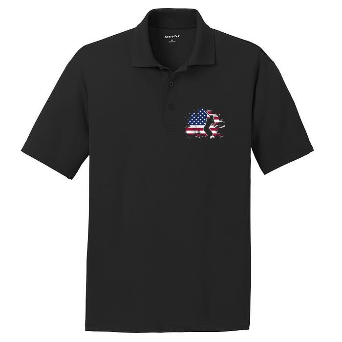 Patriotic American Flag Baseball design, Baseball design PosiCharge RacerMesh Polo