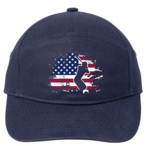 Patriotic American Flag Baseball Design Baseball Design Great Gift 7-Panel Snapback Hat