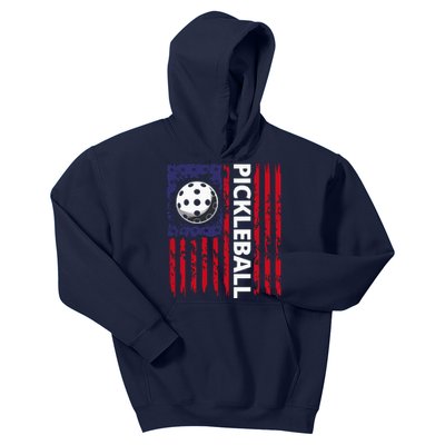 Pickleball American Flag Funny Pickleball Lover Vintage Kids Hoodie