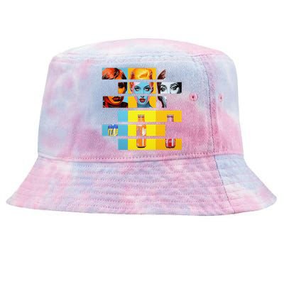 Pop Art Fusion Fragmented Faces & Soda Pop Bottles Tie-Dyed Bucket Hat