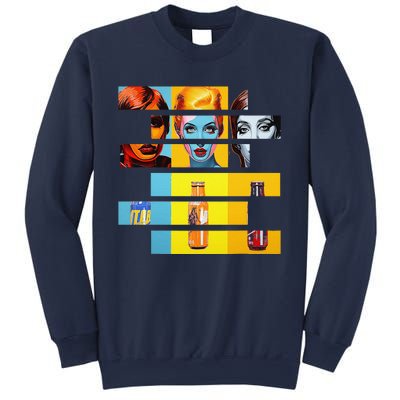 Pop Art Fusion Fragmented Faces & Soda Pop Bottles Sweatshirt