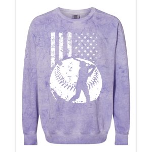 Patriotic American Flag Baseball Design Baseball Design Cute Gift Colorblast Crewneck Sweatshirt