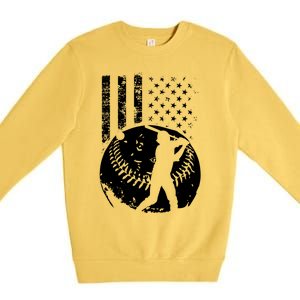 Patriotic American Flag Baseball Design Baseball Design Cute Gift Premium Crewneck Sweatshirt