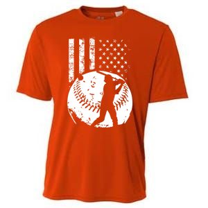 Patriotic American Flag Baseball Design Baseball Design Cute Gift Cooling Performance Crew T-Shirt