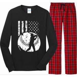 Patriotic American Flag Baseball Design Baseball Design Cute Gift Long Sleeve Pajama Set