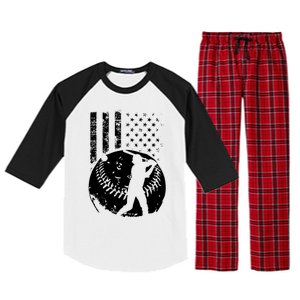 Patriotic American Flag Baseball Design Baseball Design Cute Gift Raglan Sleeve Pajama Set