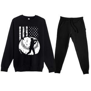 Patriotic American Flag Baseball Design Baseball Design Cute Gift Premium Crewneck Sweatsuit Set