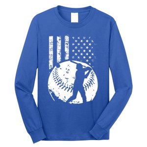 Patriotic American Flag Baseball Design Baseball Design Cute Gift Long Sleeve Shirt