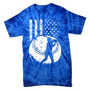 Patriotic American Flag Baseball Design Baseball Design Cute Gift Tie-Dye T-Shirt