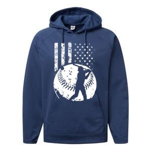 Patriotic American Flag Baseball Design Baseball Design Cute Gift Performance Fleece Hoodie