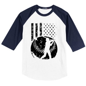 Patriotic American Flag Baseball Design Baseball Design Cute Gift Baseball Sleeve Shirt