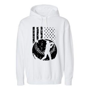 Patriotic American Flag Baseball Design Baseball Design Cute Gift Garment-Dyed Fleece Hoodie