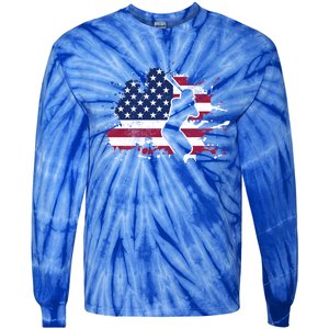 Patriotic American Flag Baseball Design Baseball Design Gift Tie-Dye Long Sleeve Shirt