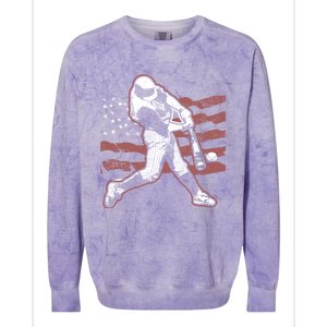 Patriotic American Flag Baseball Design Baseball Design Gift Colorblast Crewneck Sweatshirt