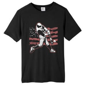 Patriotic American Flag Baseball Design Baseball Design Gift Tall Fusion ChromaSoft Performance T-Shirt