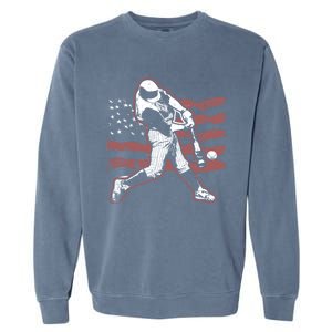 Patriotic American Flag Baseball Design Baseball Design Gift Garment-Dyed Sweatshirt