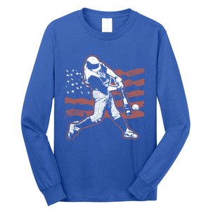 Patriotic American Flag Baseball Design Baseball Design Gift Long Sleeve Shirt