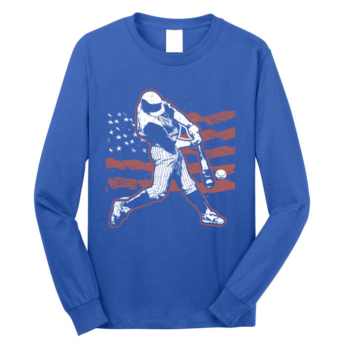 Patriotic American Flag Baseball Design Baseball Design Gift Long Sleeve Shirt