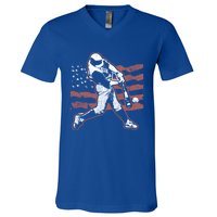 Patriotic American Flag Baseball Design Baseball Design Gift V-Neck T-Shirt