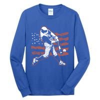 Patriotic American Flag Baseball Design Baseball Design Gift Tall Long Sleeve T-Shirt