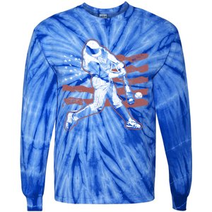 Patriotic American Flag Baseball Design Baseball Design Gift Tie-Dye Long Sleeve Shirt