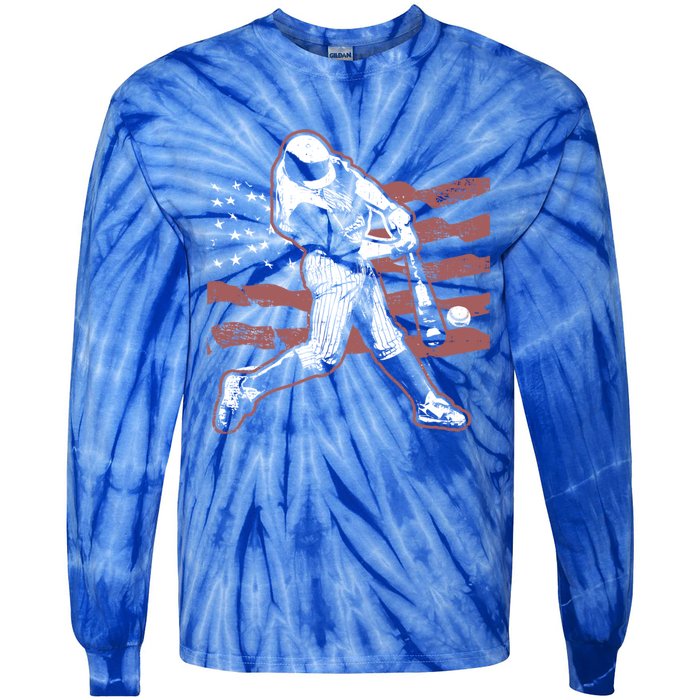 Patriotic American Flag Baseball Design Baseball Design Gift Tie-Dye Long Sleeve Shirt