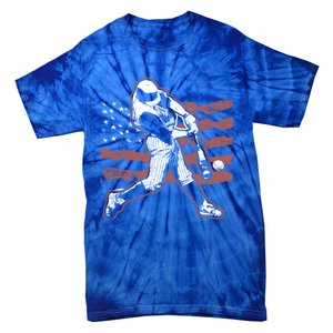 Patriotic American Flag Baseball Design Baseball Design Gift Tie-Dye T-Shirt