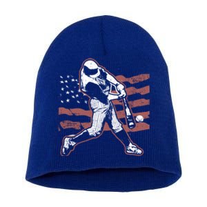 Patriotic American Flag Baseball Design Baseball Design Gift Short Acrylic Beanie