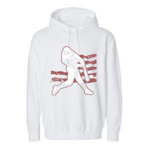 Patriotic American Flag Baseball Design Baseball Design Gift Garment-Dyed Fleece Hoodie