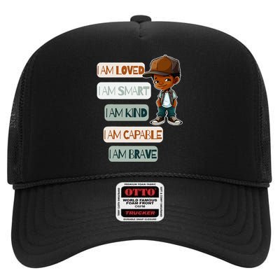 Positive Affirmations For African American High Crown Mesh Back Trucker Hat