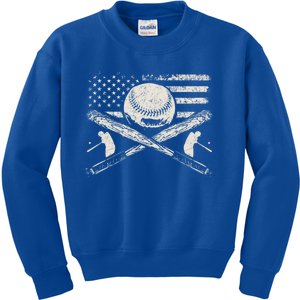 Patriotic American Flag Baseball Design Baseball Design Great Gift Kids Sweatshirt